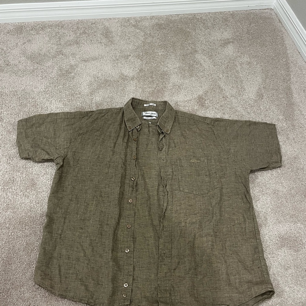 Men's Brown 100% Linen Short Sleeve Shirt